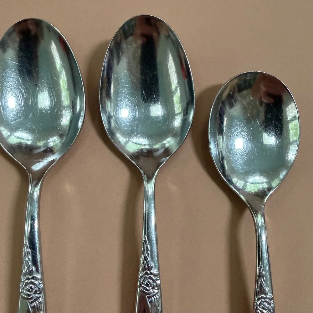 Oneida Rogers Premier La Rose Stainless Flatware Set 9pc Vintage Forks Spoons